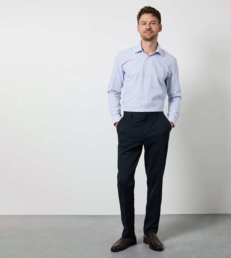 Striped Long Sleeves Slim Fit Shirt