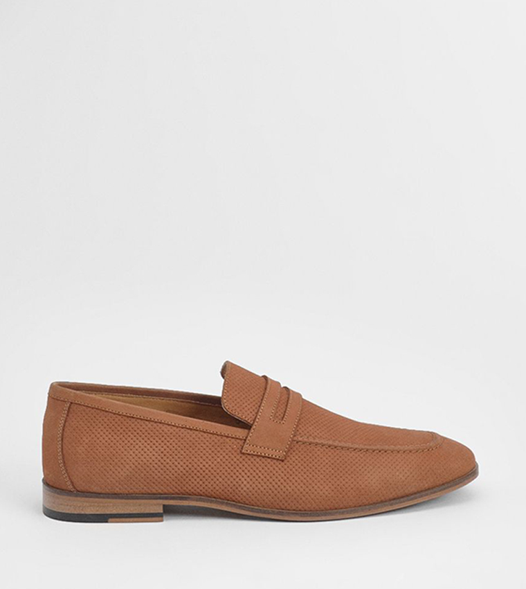 Perforated Leather Penny Loafers