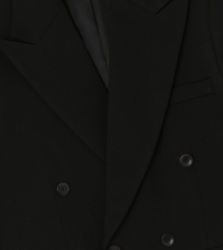 Textured Wide Lapel Double Breasted Blazer