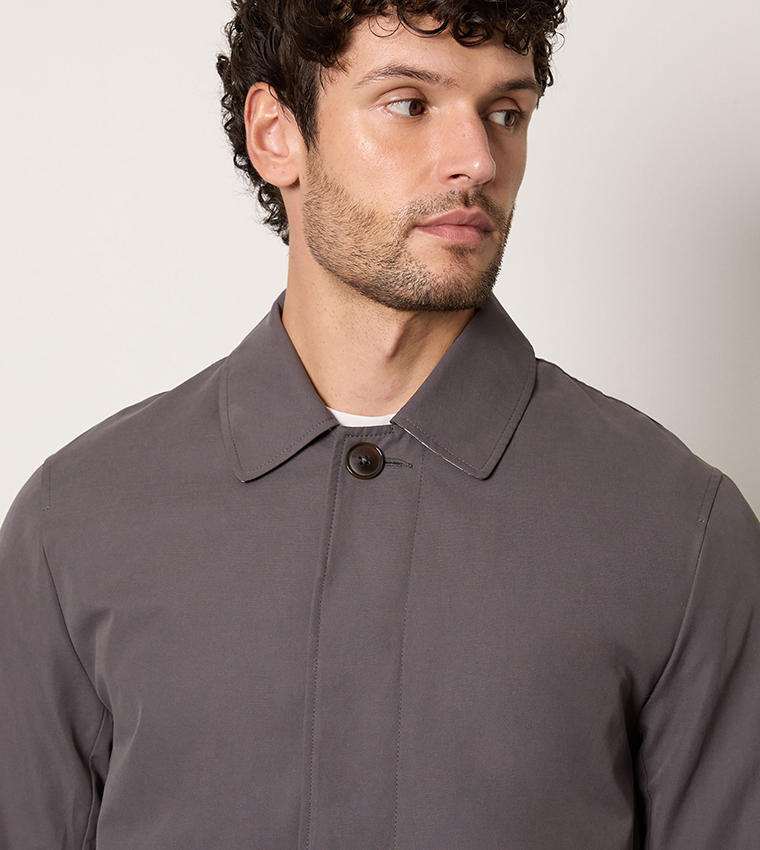 Solid Collared Long Sleeves Overcoat