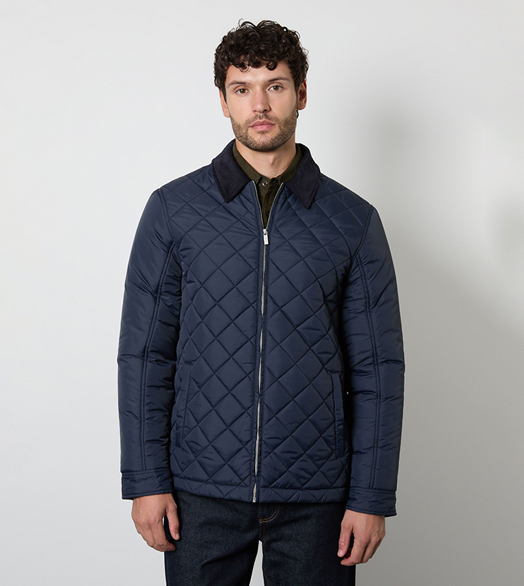 Long Sleeves Diamond Quilted Jacket