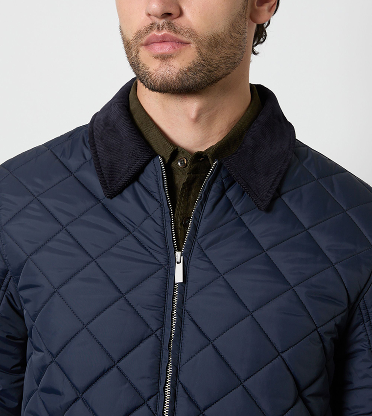 Long Sleeves Diamond Quilted Jacket