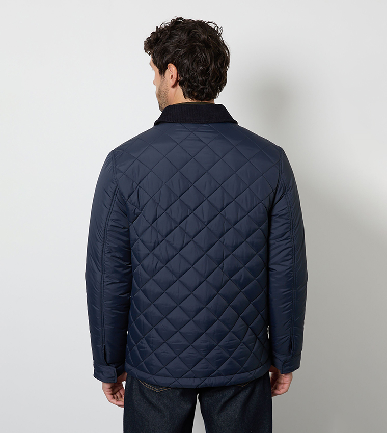 Long Sleeves Diamond Quilted Jacket