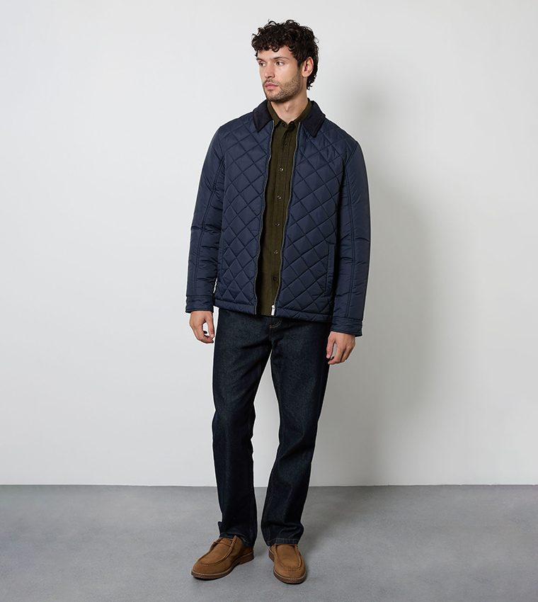 Long Sleeves Diamond Quilted Jacket