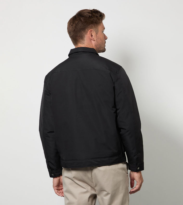 Solid Collared Padded Harrington Jacket