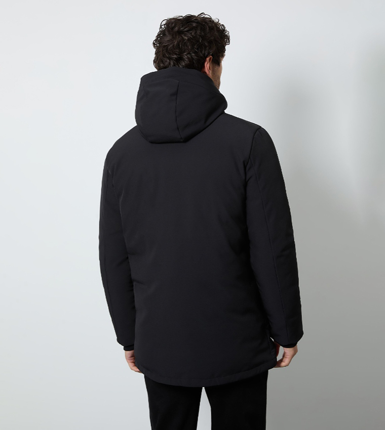 Zippered Quilted Hooded Jacket