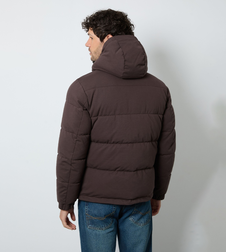 Pocket Front Padded Hooded Jacket