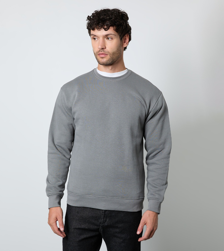 Solid Crew Neck Sweatshirt