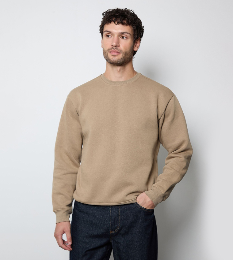 Solid Crew Neck Sweatshirt