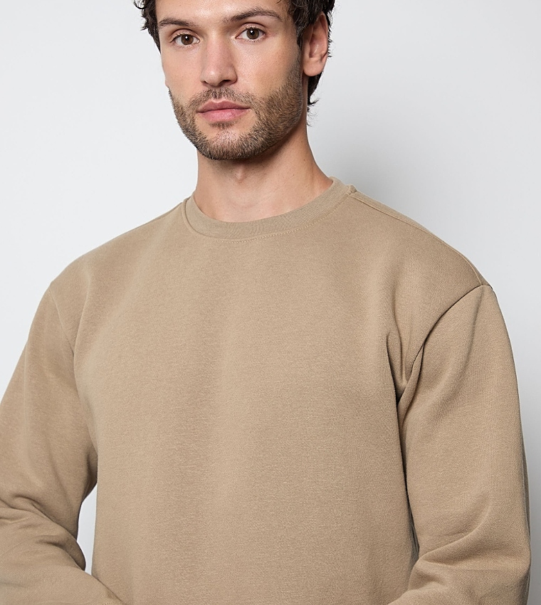 Solid Crew Neck Sweatshirt