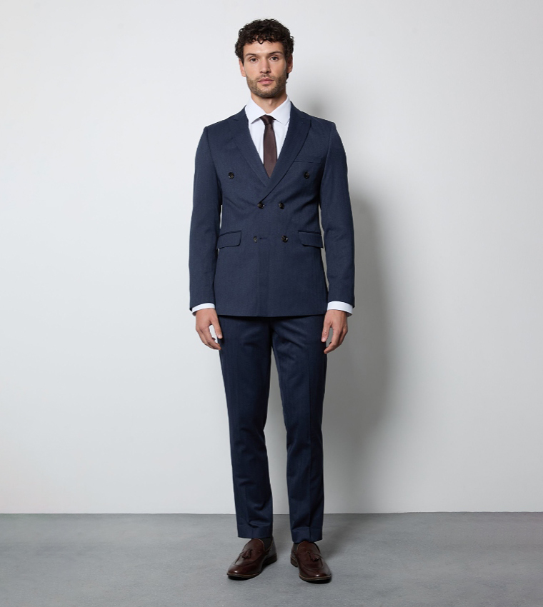 Herringbone Double Breasted Blazer