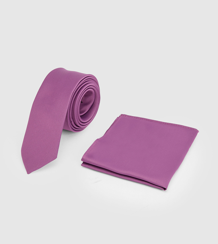 Solid Tie and Pocket Square Set