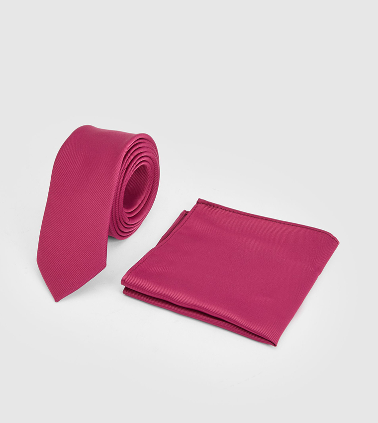 Solid Tie and Pocket Square Set