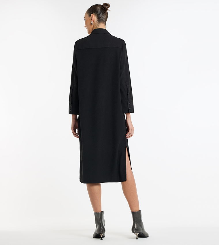 Tailored Shirt Dress with Pockets