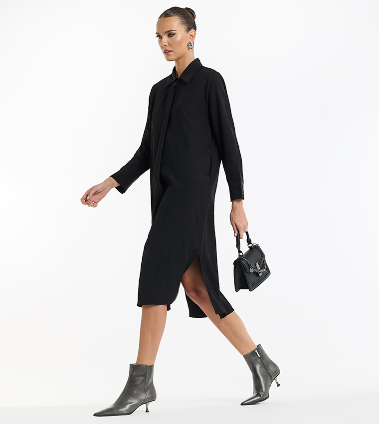 Tailored Shirt Dress with Pockets