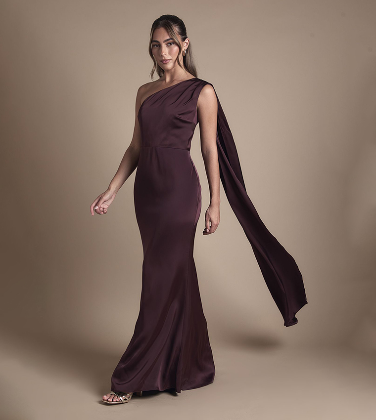 princess polly baby blue dress Buy Coast Coast Honoured Drape One Shoulder Satin Maxi Bridesmaid Dress In  Brown