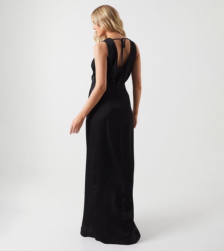 Ruched Waist Detail Satin Bridesmaids Dress