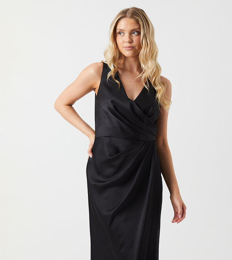 Ruched Waist Detail Satin Bridesmaids Dress
