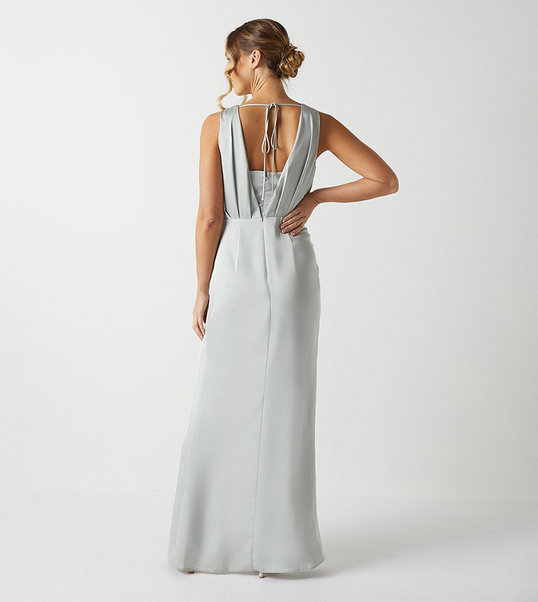 Ruched Waist Detail Satin Bridesmaids Dress