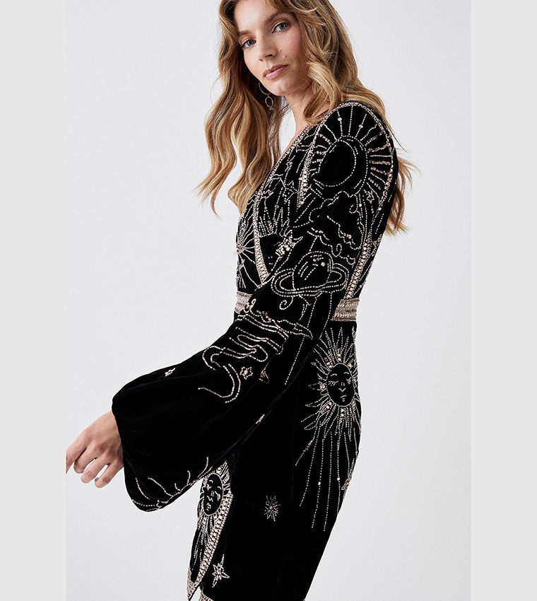 فستان قصير لف مخمل 