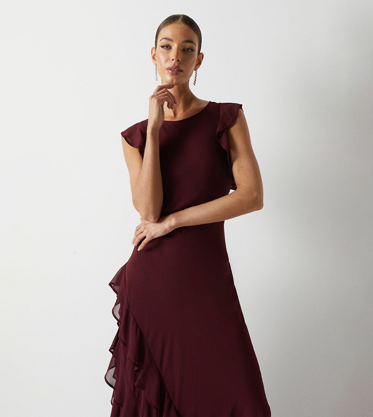 Mega Ruffle Georgette Bridesmaids Maxi Dress