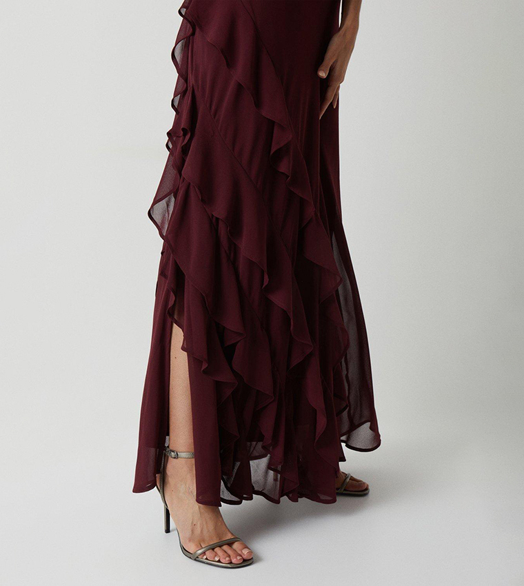 Mega Ruffle Georgette Bridesmaids Maxi Dress