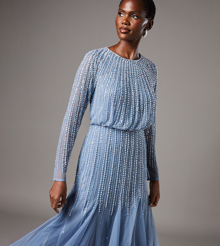 Sequined Long Sleeves Midi Dress