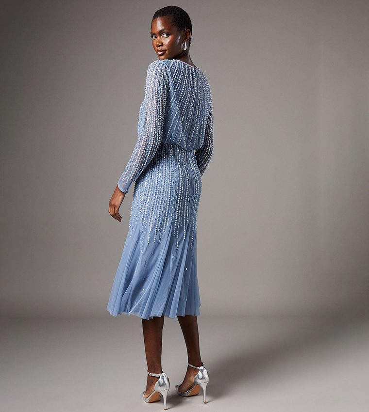 Sequined Long Sleeves Midi Dress