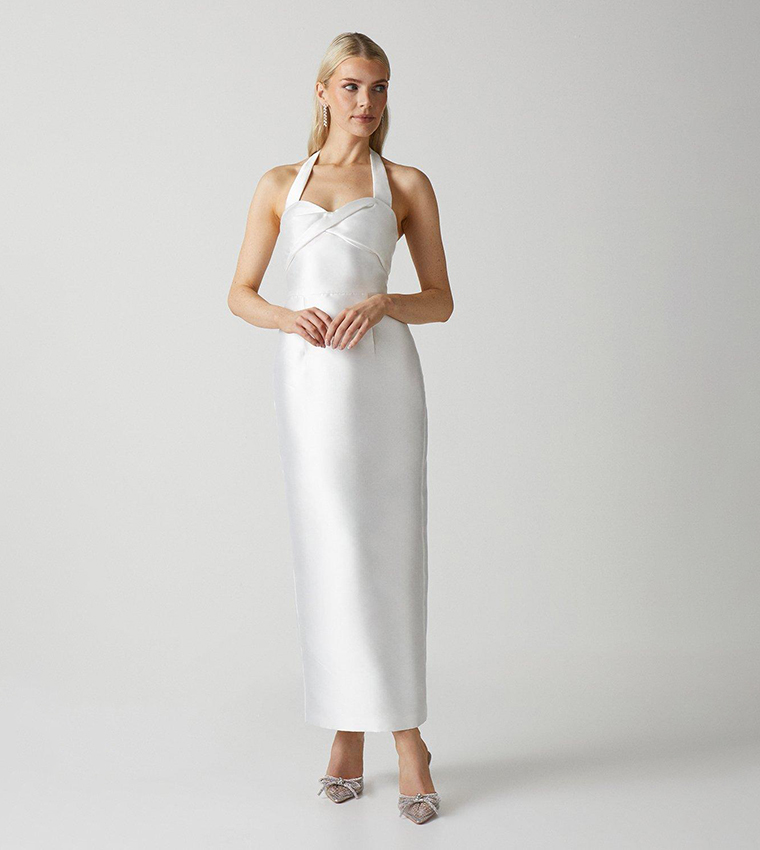 Halterneck Twill Column Wedding Dress