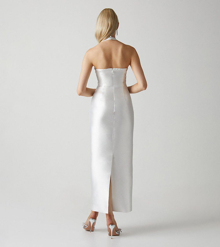 Halterneck Twill Column Wedding Dress
