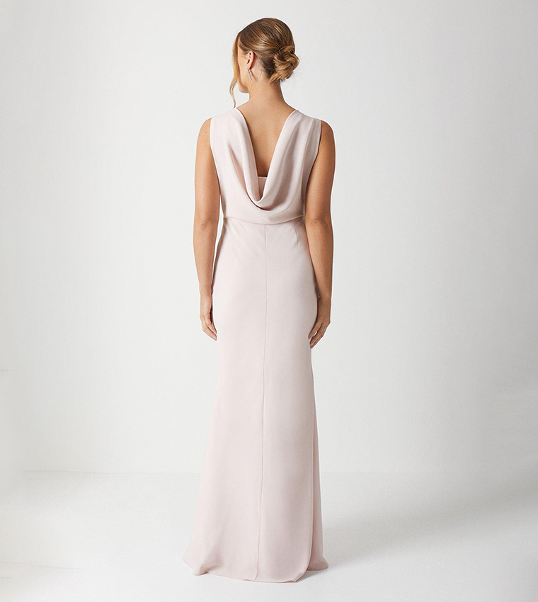 Cowl Back Fishtail Bridesmaids Maxi Dress