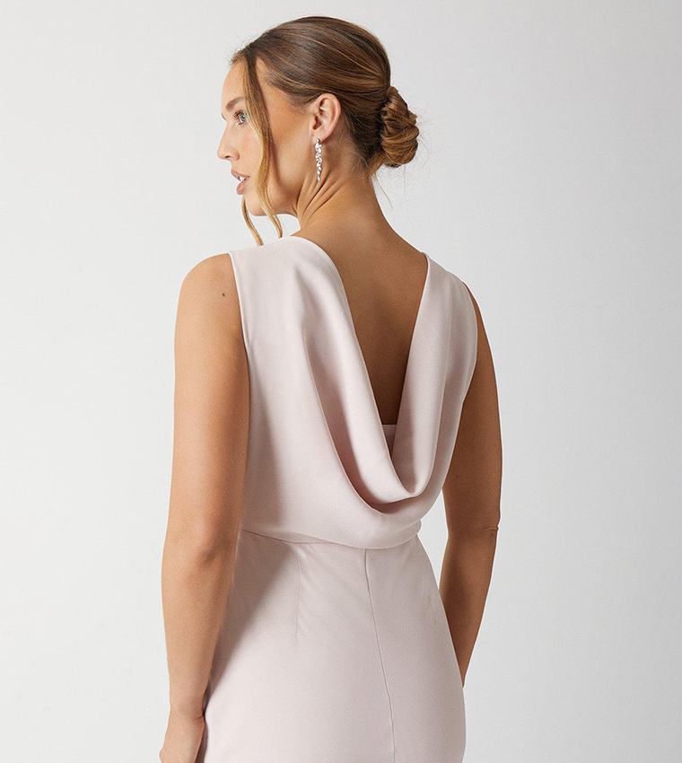 Cowl Back Fishtail Bridesmaids Maxi Dress