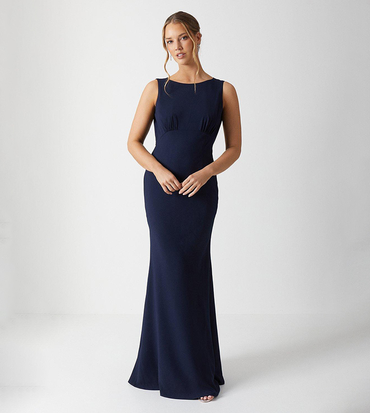 Cowl Back Fishtail Bridesmaids Maxi Dress