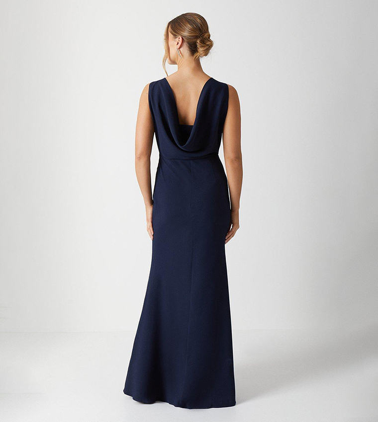 Cowl Back Fishtail Bridesmaids Maxi Dress