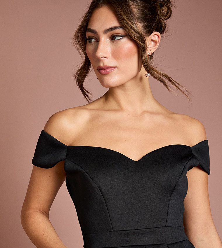 Scuba Sweetheart Neck Midi Dress