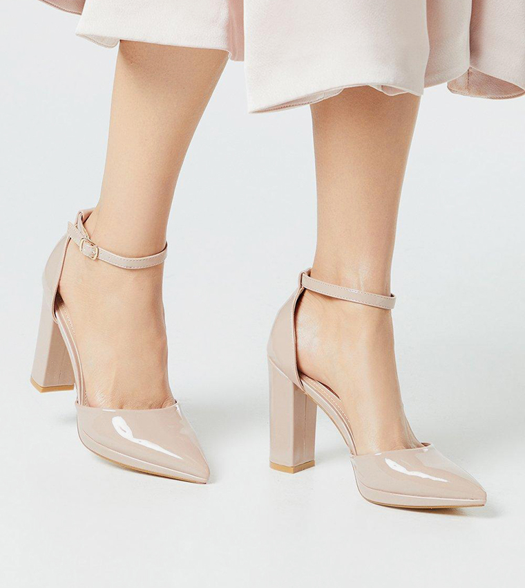 Sadie Platform Pointed High Block Heel Court Shoes