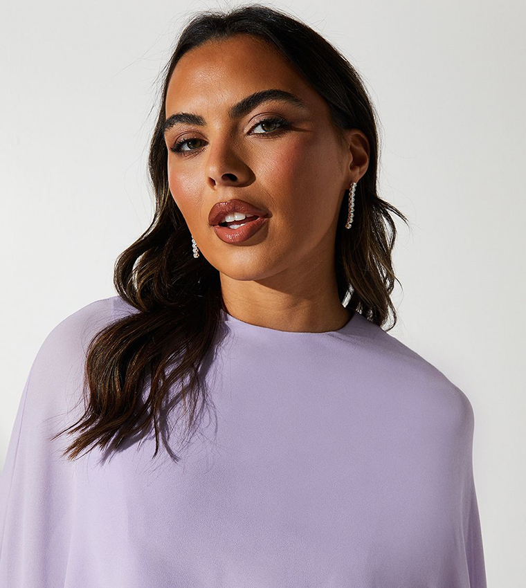 Solid Cape Sleeves Maxi Party Dress