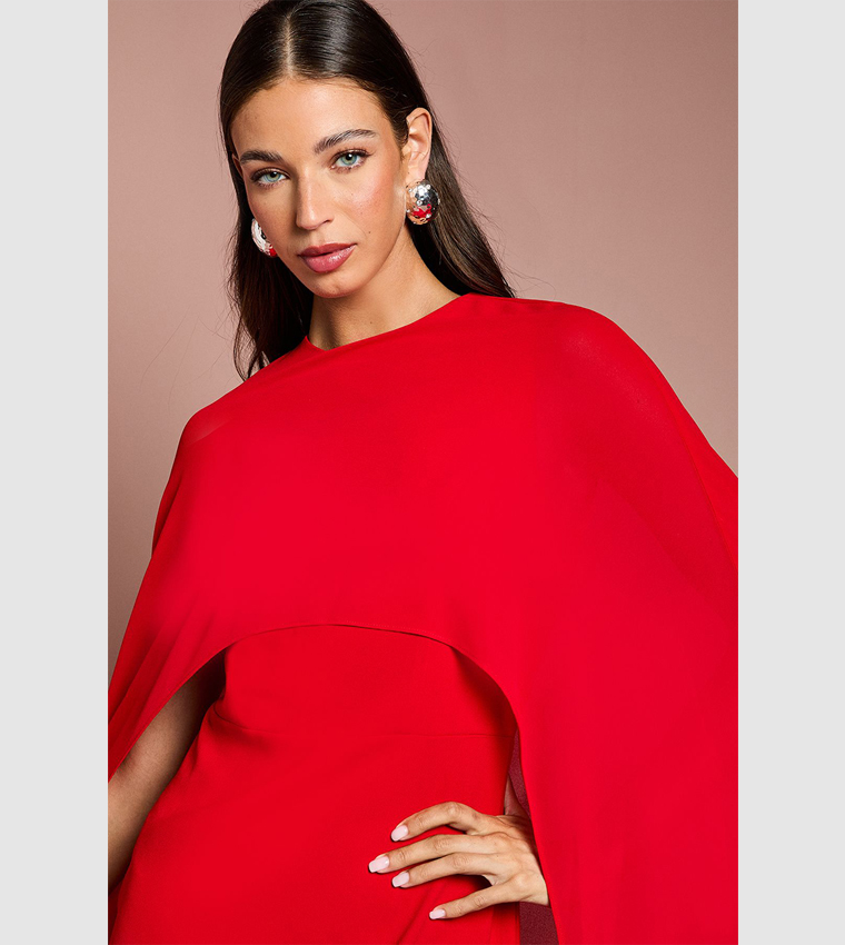 Cape Sleeves Maxi Dress