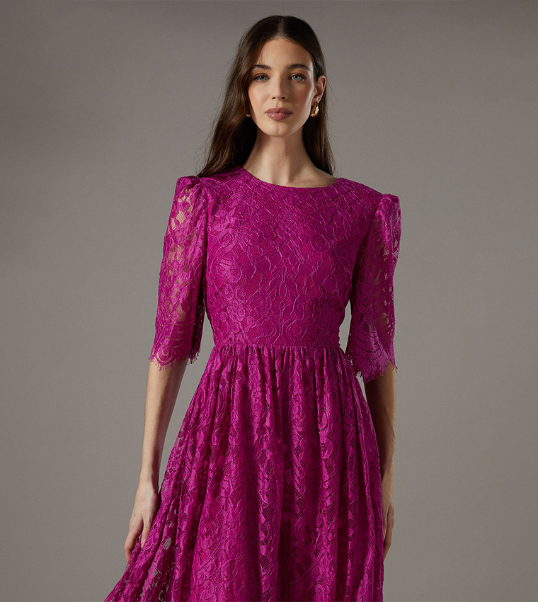 coast pink lace dress Coast Placement Lace Hanky Hem Dress In Pink - 25% Off