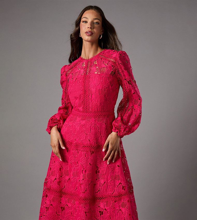 coast lace panelled long sleeve dress Women's Plus Lace Panelled Long Sleeve Dress, Ivory