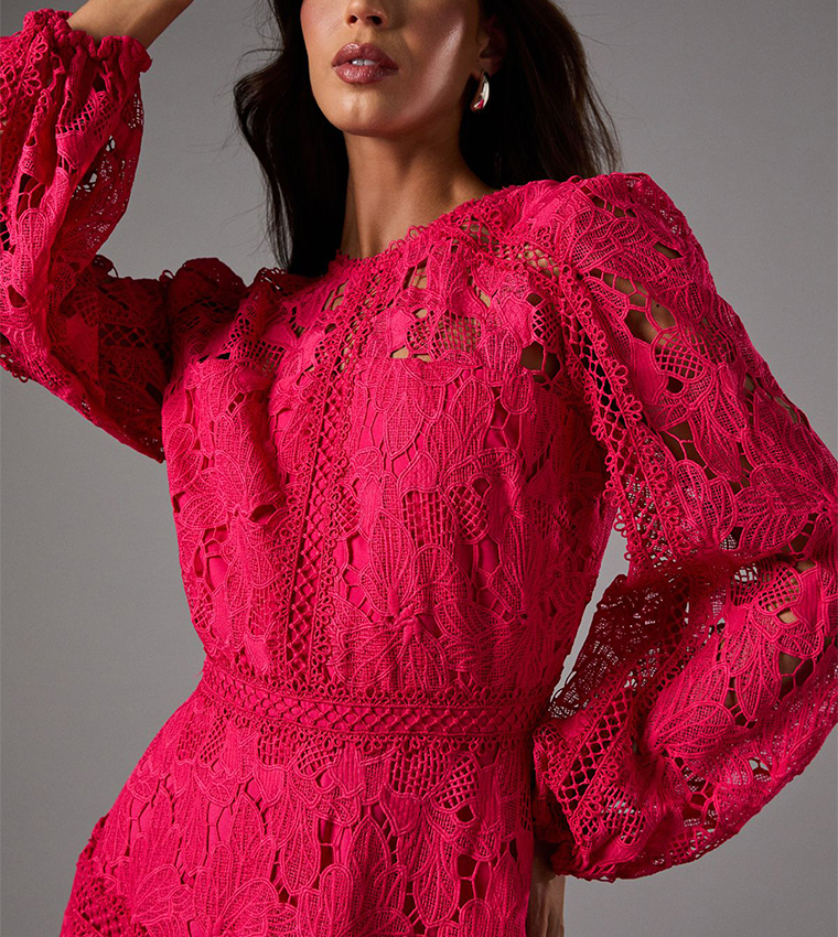 coast lace panelled long sleeve dress Women's Lace Panelled Long Sleeve Dress, Lilac
