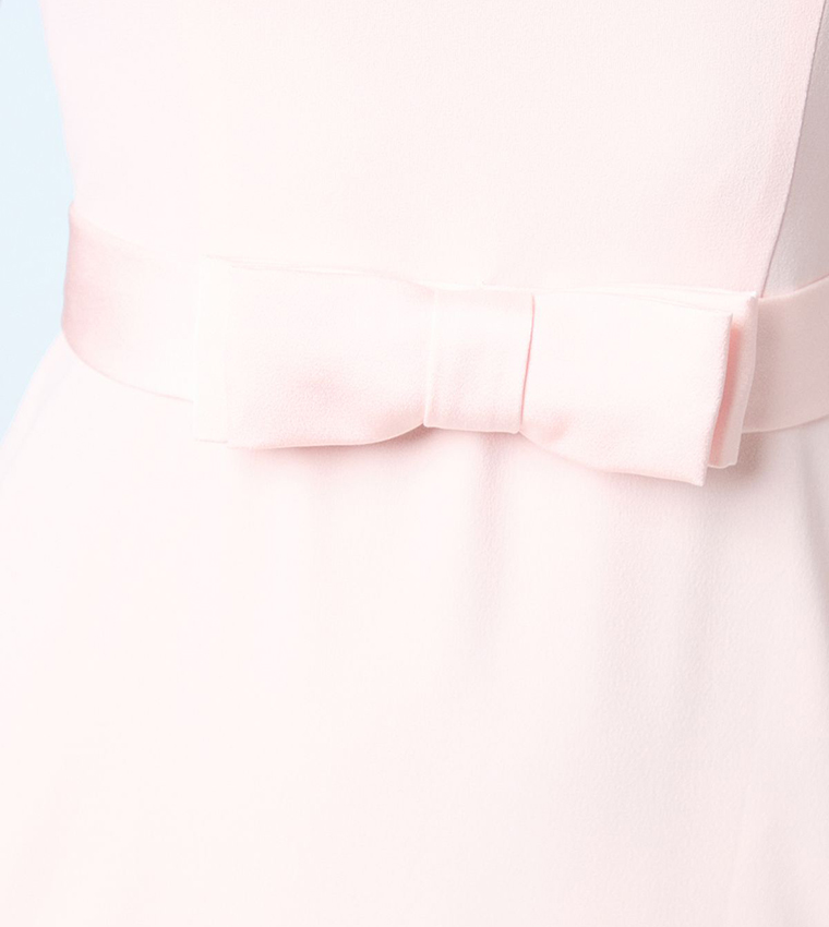 Square Neck Bow Detail Crepe Maxi Dress