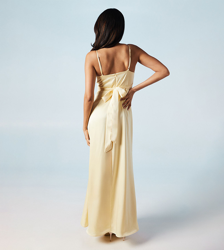 Buy Coast Wrap Waist Satin Cami Bridesmaids Maxi Dress In Yellow |  6thstreet Saudi Arabia