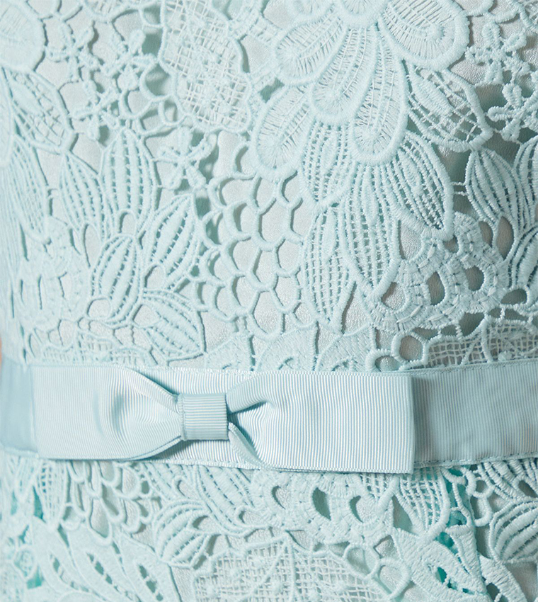 Bow Belt Lace Midi Dress