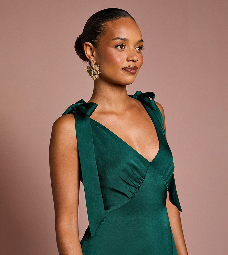 coast dresses green Green Coast Bardot Maxi Dress With Cape