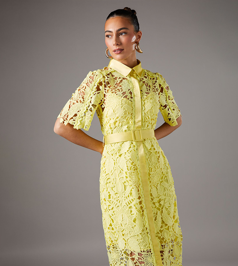 Lace Short Sleeves Shirt Dress