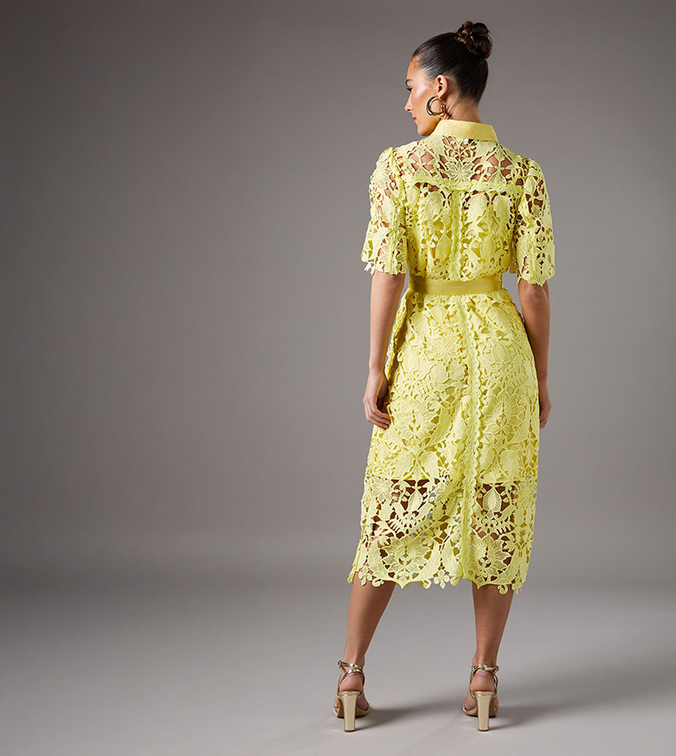 Lace Short Sleeves Shirt Dress