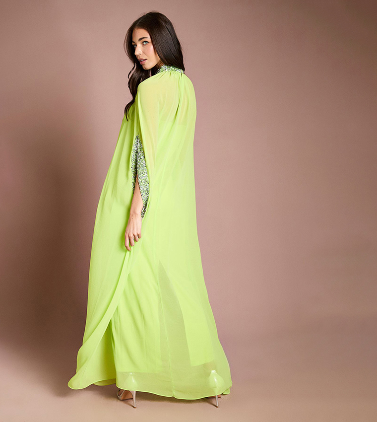 Coast Muse Chiffon Cape Maxi Dress