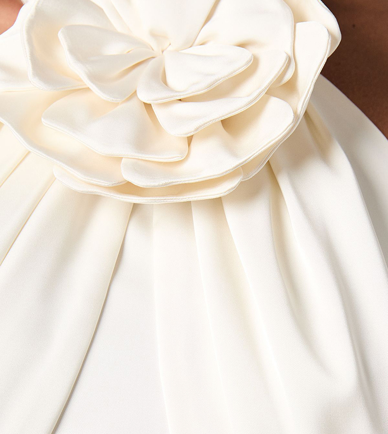 Halterneck Satin Wedding Dress With Flower