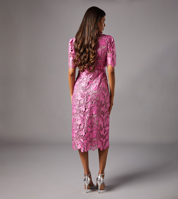 Petite Lace Shirt Dress with Contrast Collar